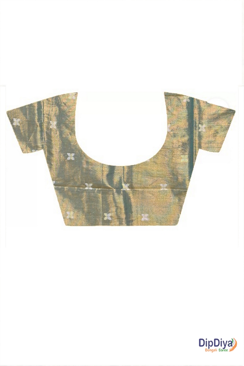 Olive Green Cotton Silk Parashar Tissue Jamdani Saree (293)